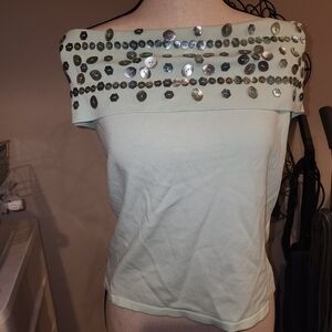 Dolce Cabo Embellished Off Shoulder Top L NWT
